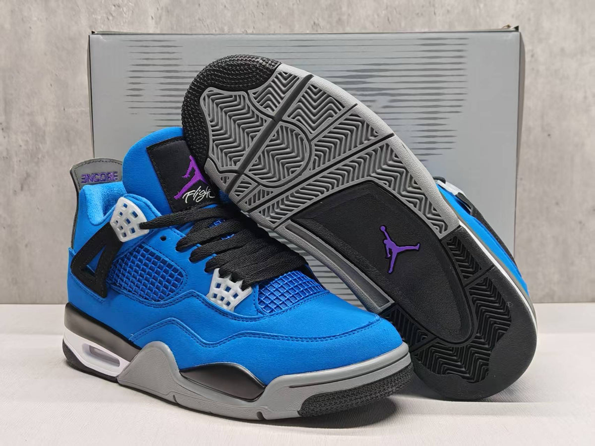 Blue & Black Mid-Top Sneakers with Purple Accents