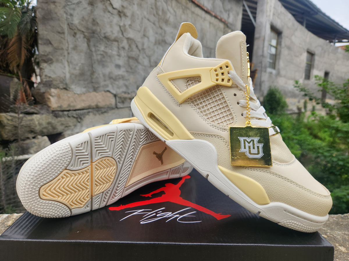 Cream & Pale Yellow High-Top Sneakers