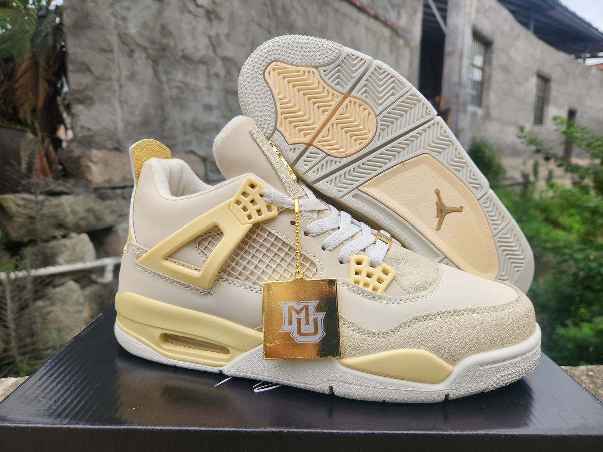 Cream & Pale Yellow High-Top Sneakers
