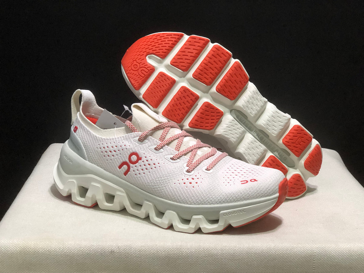 On White & Coral Performance Running Shoes
