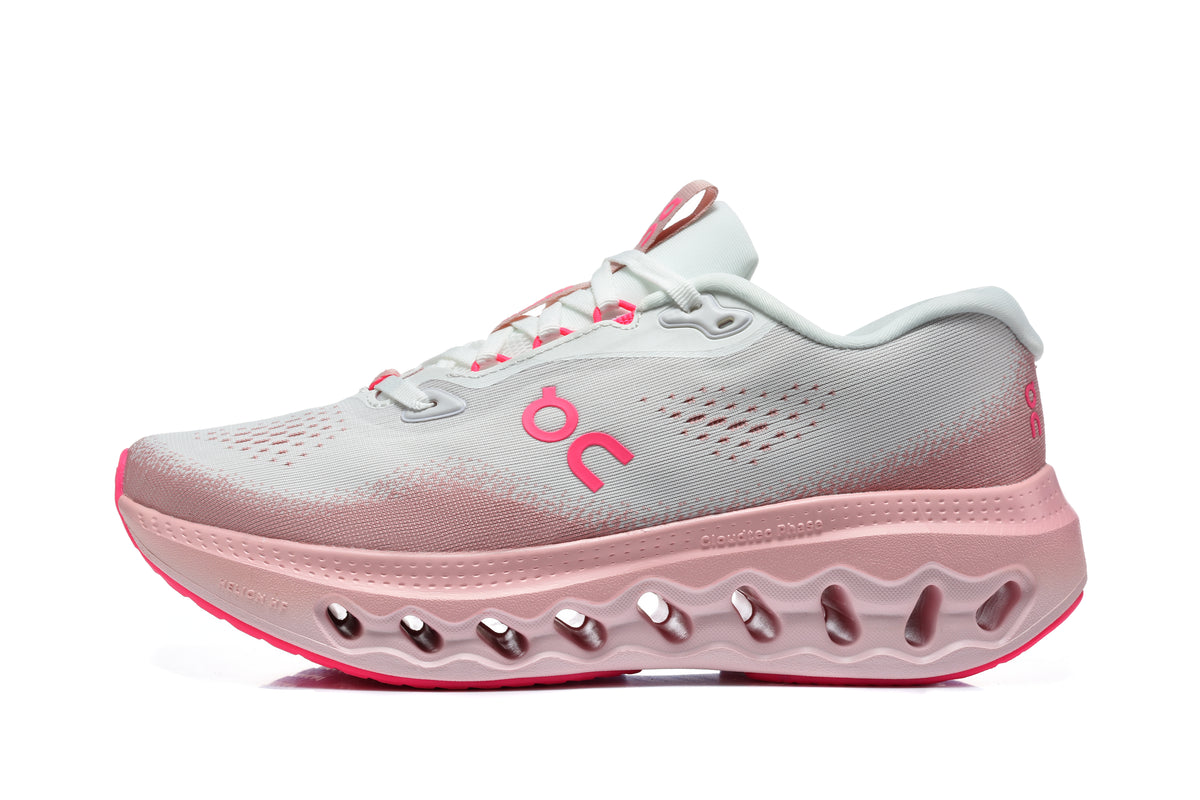 On Gray & Pink Cushioned Running Shoes